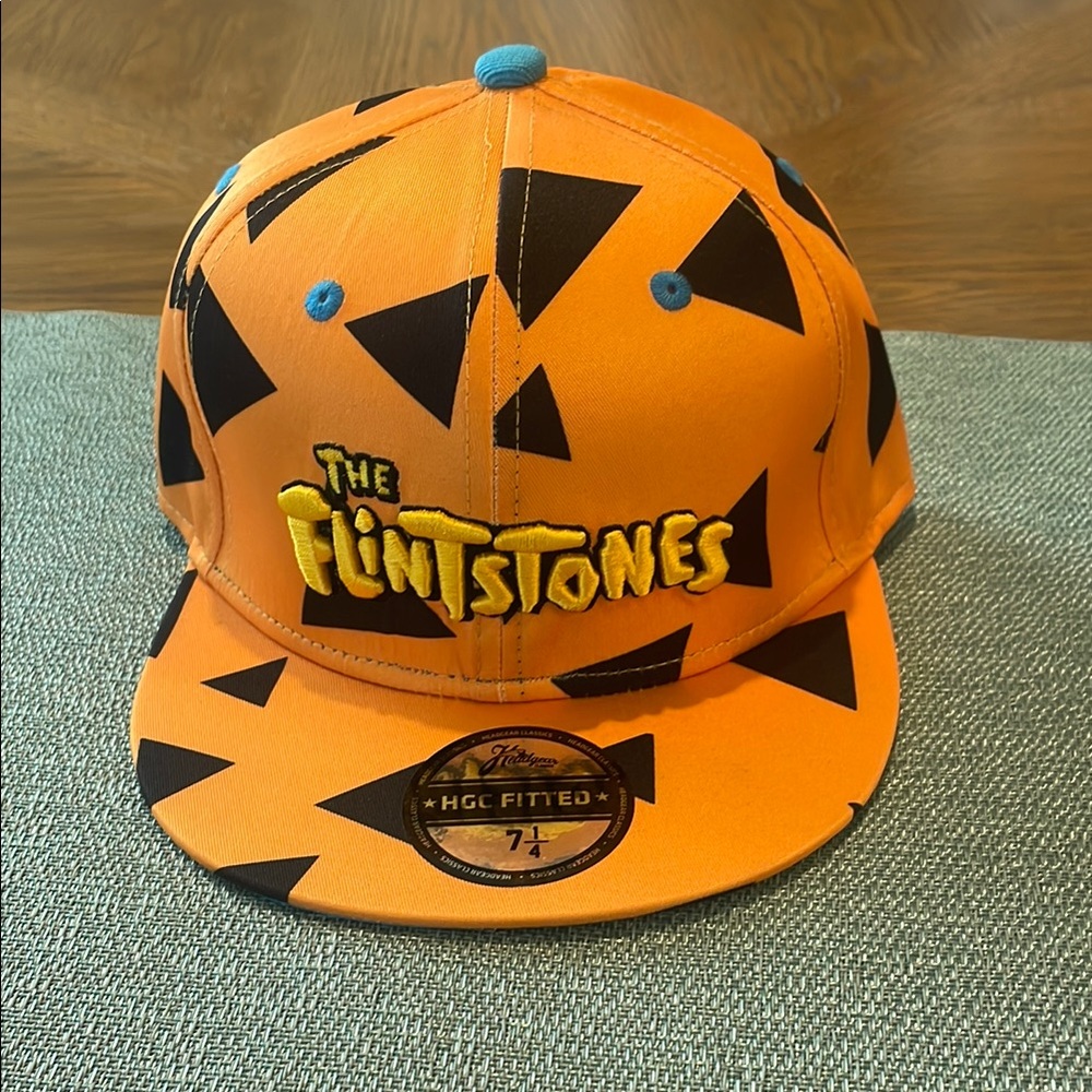 Fred Flintstone fitted hat, Orange & Black Cap, Hanna Barbera, Cartoon